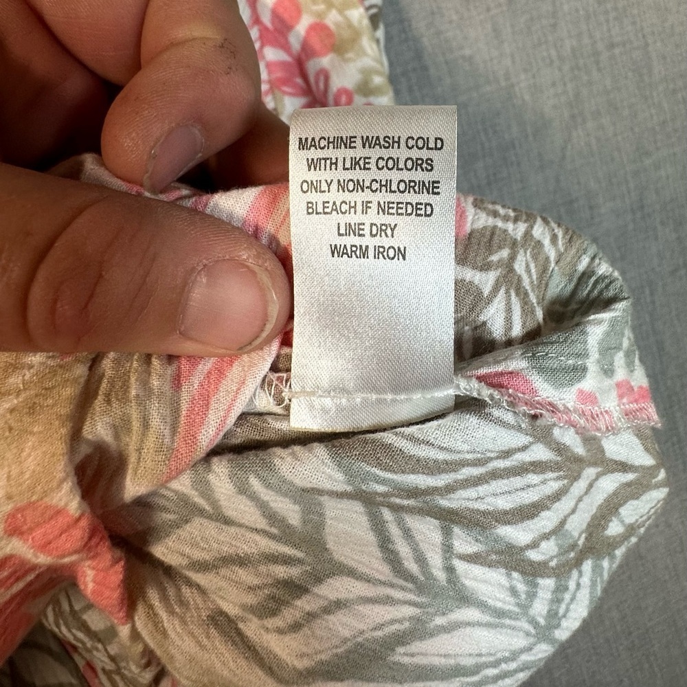 Appleseed's PK of 2 Pink Cream Striped/Floral Vine Patterned Button up Shirts - Picture 10 of 13